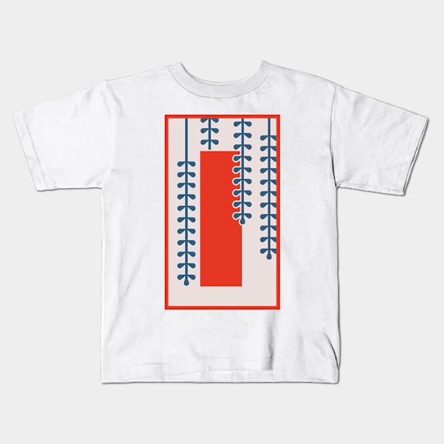 Wisteria and Red Tanzaku Kids T-Shirt by Nishinegi